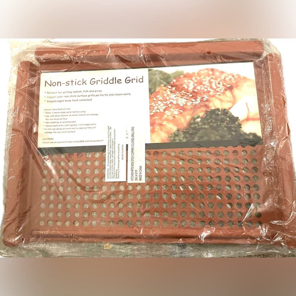 NEW NWT NIB Kitchen Rite Nonstick Copper Colored Grill Grid Topper Bar B Que HTF